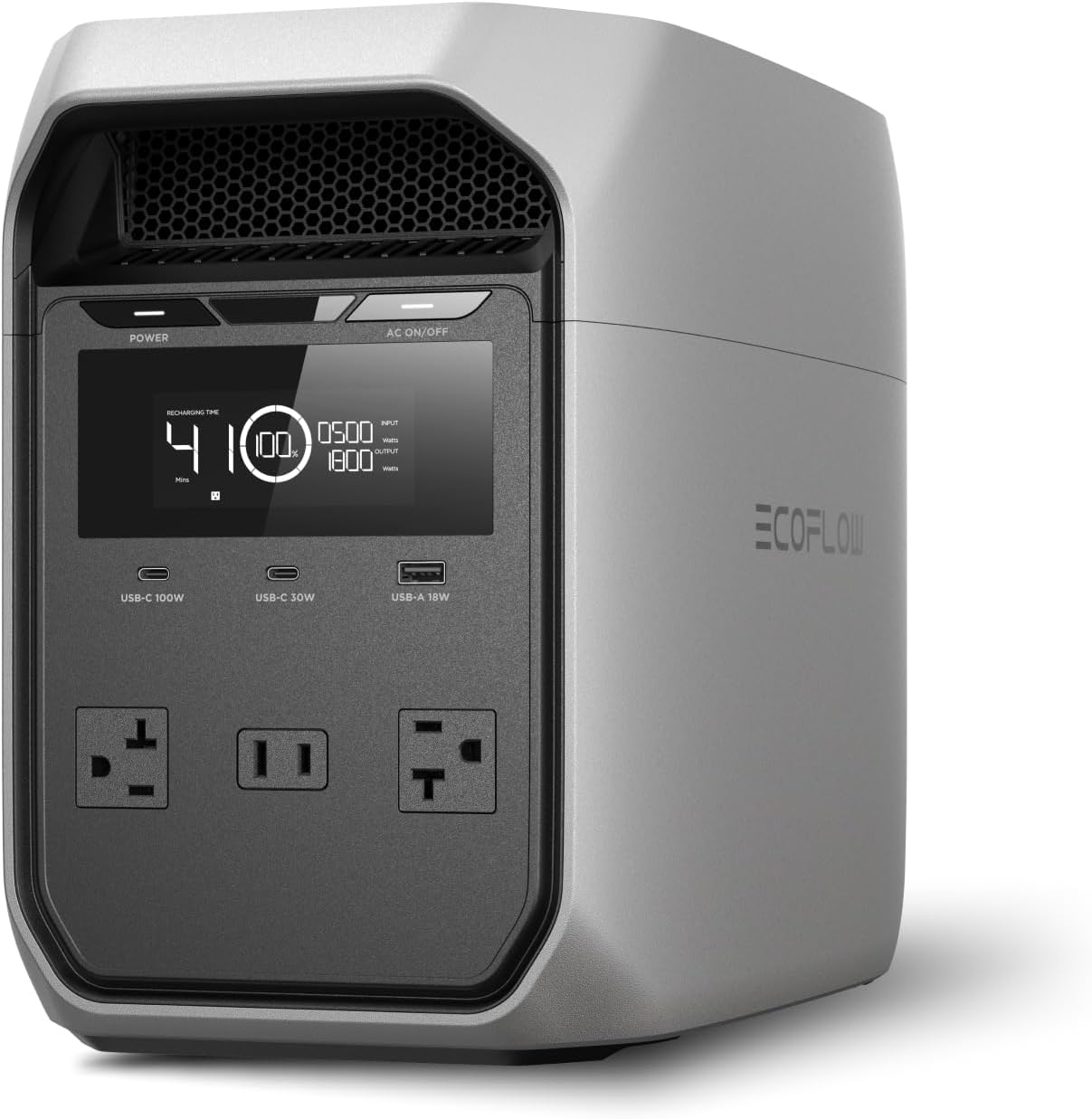 EF ECOFLOW Portable Power Station Delta 3 Classic, 1024Wh 1800W AC | 3600W Surge, 1 Hr Fast Charge, 100W USB-C Output, LiFePO4 Battery, 10ms UPS Solar Generator for Home Backup, Camping & RVs